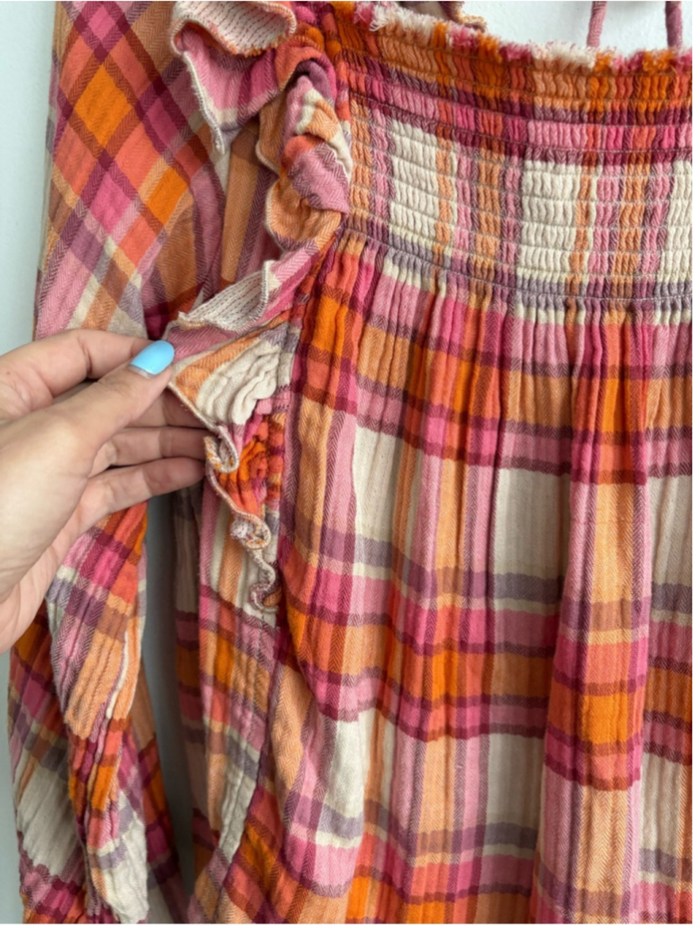 We the Free Sienna Plaid Blouse Sz Medium - Picture 6 of 11